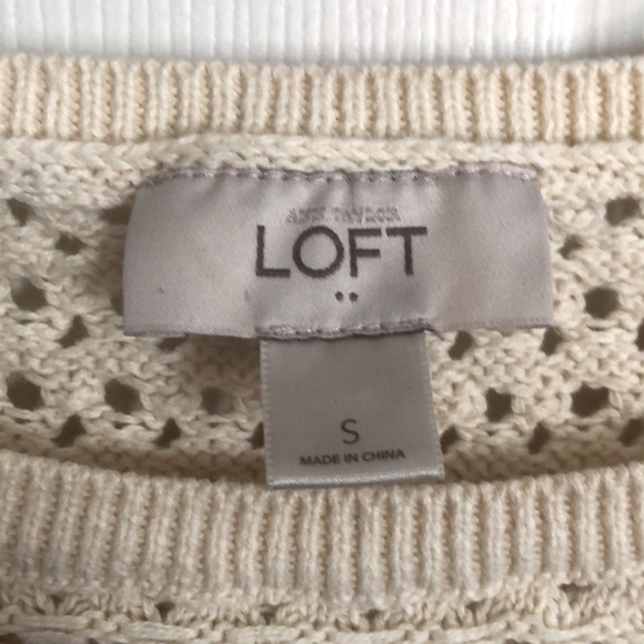 ANN TAYLOR LOFT Beige Chunky Knit Net Sweater SMALL - Picture 7 of 7